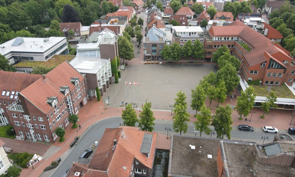 Blick auf den Pferdemarkt aus der Vogelperspektive.